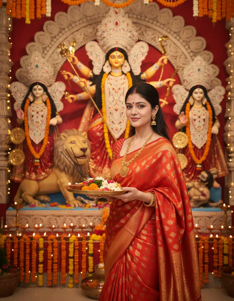 Durga Puja – A Bengali Festive Portrait AI photo by Serene